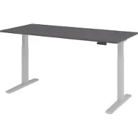 Bümö Schreibtisch elektrisch XMKA - Gestell: Silber, Nachbildung: Graphit, Größe: 180 x 80 cm