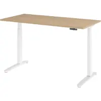 Bümö Schreibtisch elektrisch XBHM - Größe: 160 x 80 cm, Nachbildung: Eiche, Gestell: Weiß/Alu poliert