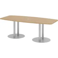 Bümö Konferenztisch klein KT22 - Nachbildung: Eiche, tischfuss: Säule in Silber