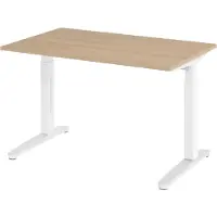 Bümö Schreibtisch Serie-XB - Größe: 120 x 80 cm, Nachbildung: Eiche, Gestell: Weiß/Alu poliert