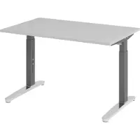 Bümö Schreibtisch Serie-XB - Größe: 120 x 80 cm, Nachbildung: Grau, Gestell: Graphit/Alu poliert