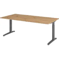 Bümö Schreibtisch Serie-XB - Nachbildung: Asteiche, Gestell: Graphit, Größe: 200 x 100 cm