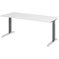 Bümö Schreibtisch Serie-XB - Nachbildung: Weiß, Größe: 180 x 80 cm, Gestell: Graphit/Alu poliert