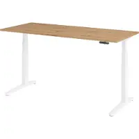 Bümö Schreibtisch elektrisch XBHM - Nachbildung: Asteiche, Größe: 180 x 80 cm, Gestell: Weiß