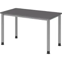 Bümö Schreibtisch Serie-H (Mini) - Gestell: Silber, Größe: 120 x 67,2 cm, Nachbildung: Graphit