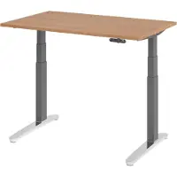 Bümö Schreibtisch elektrisch XBHM - Größe: 120 x 80 cm, Nachbildung: Nussbaum, Gestell: Graphit/Alu poliert