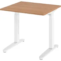 Bümö Schreibtisch Serie-XB - Größe: 80 x 80 cm, Nachbildung: Nussbaum, Gestell: Weiß/Alu poliert