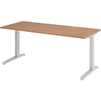 Bümö Schreibtisch Serie-XB - Gestell: Silber, Nachbildung: Nussbaum, Größe: 180 x 80 cm