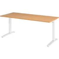 Bümö Schreibtisch Serie-XB - Nachbildung: Buche, Größe: 180 x 80 cm, Gestell: Weiß/Alu poliert