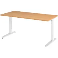 Bümö Schreibtisch Serie-XB - Nachbildung: Buche, Größe: 160 x 80 cm, Gestell: Weiß/Alu poliert