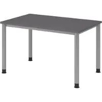 Bümö Schreibtisch Serie-H - Gestell: Silber, Größe: 120 x 80 cm, Nachbildung: Graphit