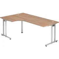 Bümö Schreibtisch Serie-N - Nachbildung: Nussbaum, Größe: Eckschreibtisch 200 x 120 cm