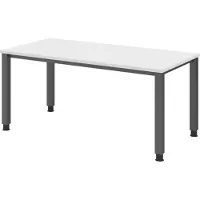 Bümö Schreibtisch Serie-Q - Nachbildung: Weiß, Größe: 160 x 80 cm, Gestell: Graphit