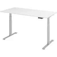 Bümö Schreibtisch elektrisch Lite - Nachbildung: Weiß, Gestell: Silber, Größe: 160 x 80 cm