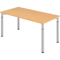 Bümö Schreibtisch Serie-Y - Gestell: Silber, Nachbildung: Buche, Größe: 160 x 80 cm