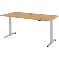 Bümö Schreibtisch elektrisch XDSM - Gestell: Silber, Nachbildung: Asteiche, Größe: 200 x 100 cm