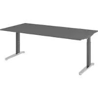 Bümö Schreibtisch Serie-XB - Nachbildung: Graphit, Größe: 200 x 100 cm, Gestell: Graphit/Alu poliert