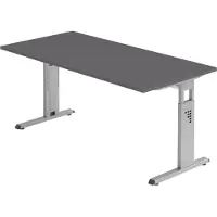 Bümö Schreibtisch Serie-O - Gestell: Silber, Größe: 160 x 80 cm, Nachbildung: Graphit