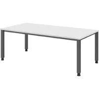 Bümö Schreibtisch Serie-Q - Nachbildung: Weiß, Gestell: Graphit, Größe: 200 x 100 cm