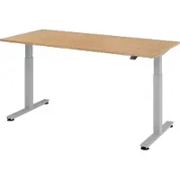 Bümö Schreibtisch elektrisch XMST - Gestell: Silber, Größe: 180 x 80 cm, Nachbildung: Eiche