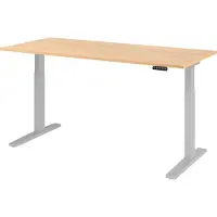 Bümö Schreibtisch elektrisch XMKA - Gestell: Silber, Größe: 180 x 80 cm, Nachbildung: Eiche