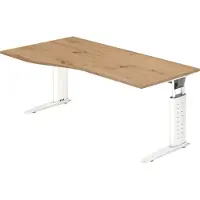Bümö Schreibtisch Serie-U - Nachbildung: Asteiche, Größe: 180 x 100 cm, Gestell: Weiß