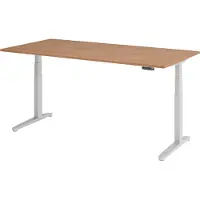 Bümö Schreibtisch elektrisch XBHM - Gestell: Silber, Nachbildung: Nussbaum, Größe: 200 x 100 cm