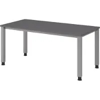 Bümö Schreibtisch Serie-Q - Gestell: Silber, Größe: 160 x 80 cm, Nachbildung: Graphit