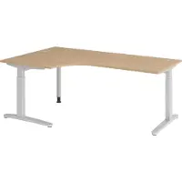 Bümö Schreibtisch Serie-XB - Gestell: Silber, Größe: Eckschreibtisch 200 x 120 cm, Nachbildung: Eiche