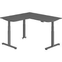 Bümö Eckschreibtisch elektrisch höhenverstellbar L-Form - Nachbildung: Graphit, Gestell: Graphit, Größe: Eckschreibtisch 160 x 160 cm