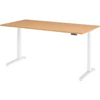 Bümö Schreibtisch elektrisch XBHM - Nachbildung: Buche, Größe: 200 x 100 cm, Gestell: Weiß/Alu poliert