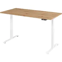 Bümö Schreibtisch elektrisch Lite - Größe: 160 x 80 cm, Nachbildung: Asteiche, Gestell: Weiß