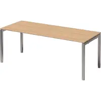 Bisley Cito Schreibtisch U-Gestell verstellbar - Nachbildung Ahorn, Gestell: Silber, Größe: 200 x 80 cm