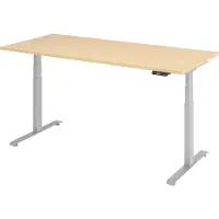 Bümö Schreibtisch elektrisch Lite - Nachbildung Ahorn, Gestell: Silber, Größe: 180 x 80 cm