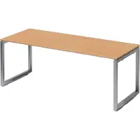 Bisley Cito Schreibtisch O-Gestell fixiert - Gestell: Silber, Nachbildung: Buche, Größe: 200 x 80 cm