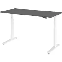 Bümö Schreibtisch elektrisch XBHM - Größe: 160 x 80 cm, Nachbildung: Graphit, Gestell: Weiß/Alu poliert
