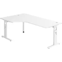 Bümö Schreibtisch Serie-O - Nachbildung: Weiß, Größe: Eckschreibtisch 200 x 120 cm, Gestell: Weiß