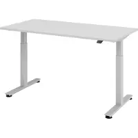 Bümö Schreibtisch elektrisch XMST - Gestell: Silber, Größe: 160 x 80 cm, Nachbildung: Grau