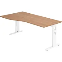 Bümö Schreibtisch Serie-O - Nachbildung: Nussbaum, Größe: 180 x 100 cm, Gestell: Weiß