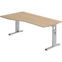 Bümö Schreibtisch Serie-O - Gestell: Silber, Größe: 180 x 100 cm, Nachbildung: Eiche