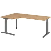 Bümö Schreibtisch Serie-XB - Nachbildung: Asteiche, Gestell: Graphit, Größe: Eckschreibtisch 200 x 120 cm