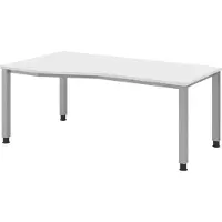 Bümö Schreibtisch Serie-Q - Nachbildung: Weiß, Gestell: Silber, Größe: 180 x 100 cm