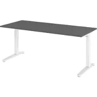 Bümö Schreibtisch Serie-XB - Nachbildung: Graphit, Größe: 180 x 80 cm, Gestell: Weiß/Alu poliert