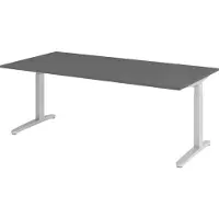 Bümö Schreibtisch Serie-XB - Gestell: Silber, Nachbildung: Graphit, Größe: 200 x 100 cm
