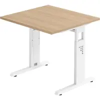 Bümö Schreibtisch Serie-O - Größe: 80 x 80 cm, Gestell: Weiß, Nachbildung: Eiche