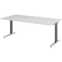Bümö Schreibtisch Serie-XB - Nachbildung: Grau, Größe: 200 x 100 cm, Gestell: Graphit/Alu poliert