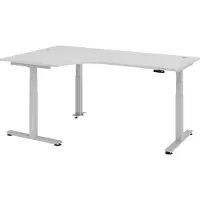 Bümö Schreibtisch elektrisch XDSM - Gestell: Silber, Nachbildung: Grau, Größe: Eckschreibtisch 200 x 120 cm