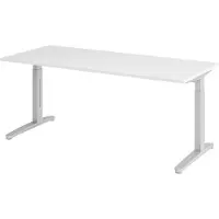 Bümö Schreibtisch Serie-XB - Nachbildung: Weiß, Gestell: Silber, Größe: 180 x 80 cm