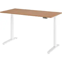 Bümö Schreibtisch elektrisch XBHM - Größe: 160 x 80 cm, Nachbildung: Nussbaum, Gestell: Weiß/Alu poliert
