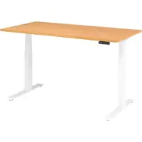 Bümö Schreibtisch elektrisch XDKB - Nachbildung: Buche, Größe: 160 x 80 cm, Gestell: Weiß